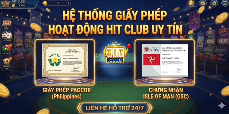 Hệ thống giấy phép hoạt động Hit Club uy tín