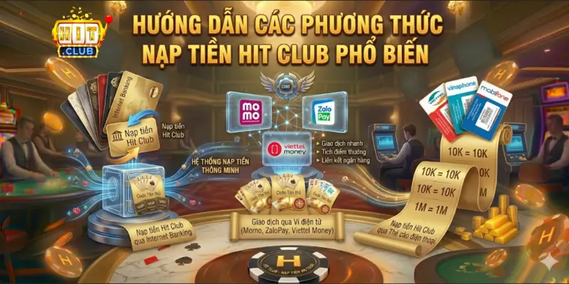Hướng dẫn các phương thức Nạp tiền Hit Club phổ biến